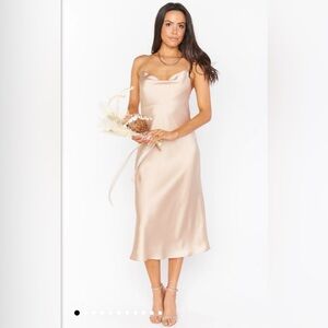 Show Me Your Mumu Verona Cowl Dress Champagne Luxe Satin